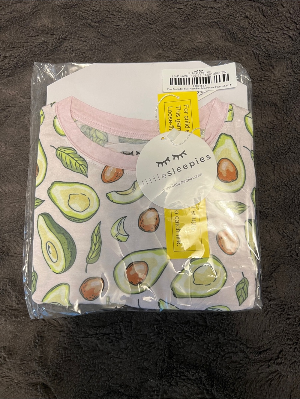 NIB Little Sleepies OG blush Avocado 4T